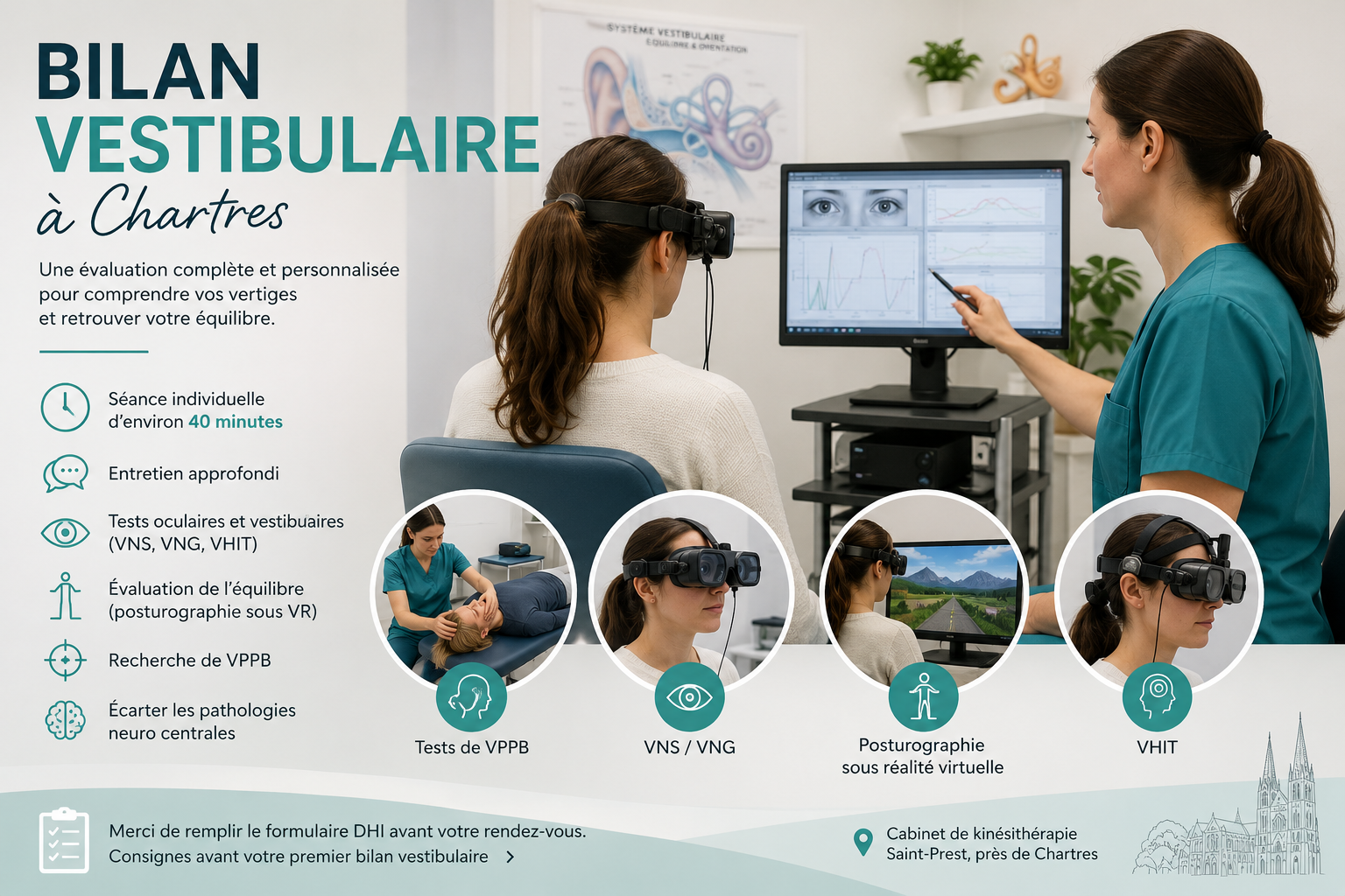 kinésithérapie vestibulaire rééducation vertiges équilibre chartres